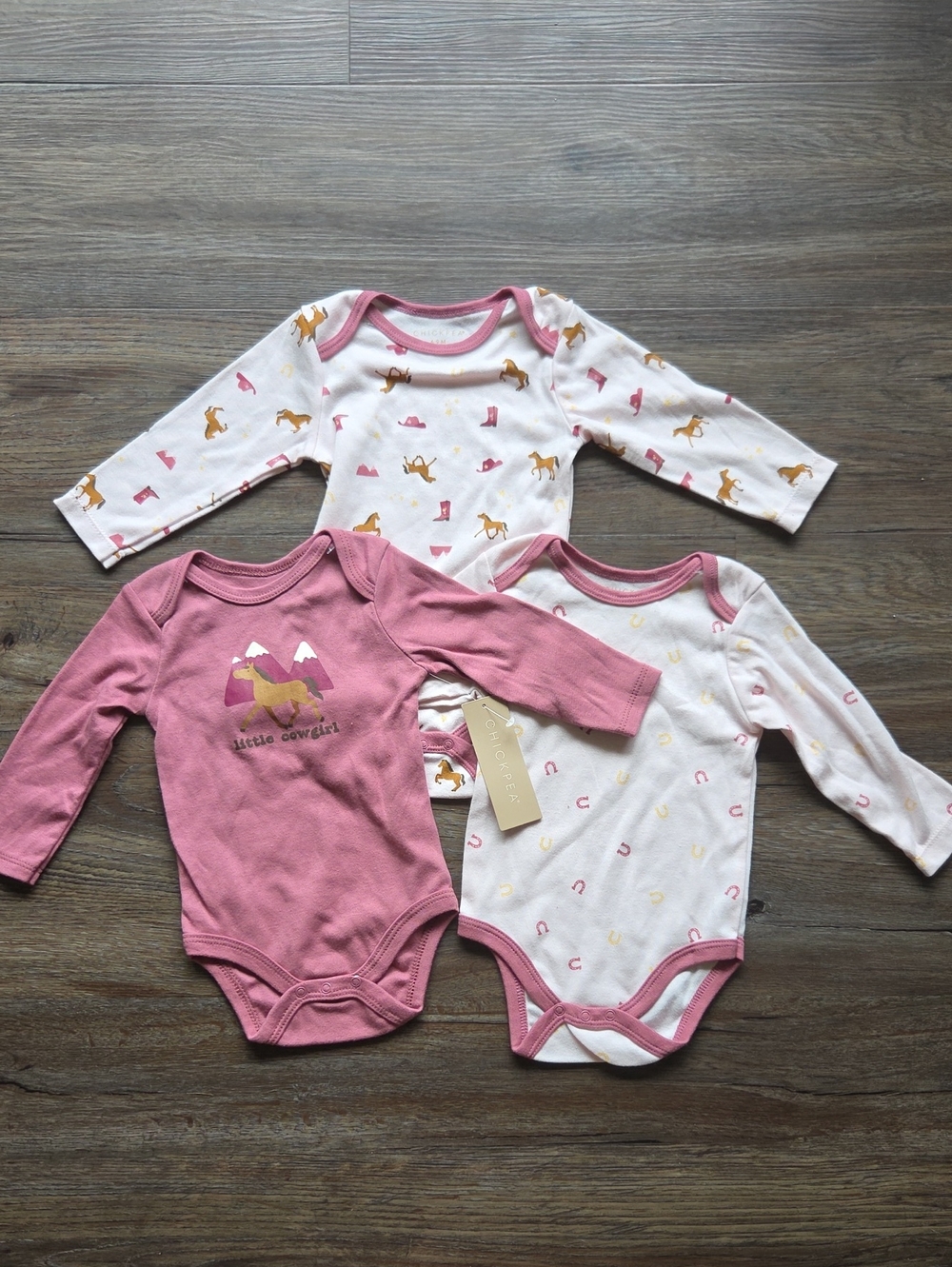 Nwt Chick Pea Pink Cowgirl Western Onsie Body Suit Size 6 To 9m
